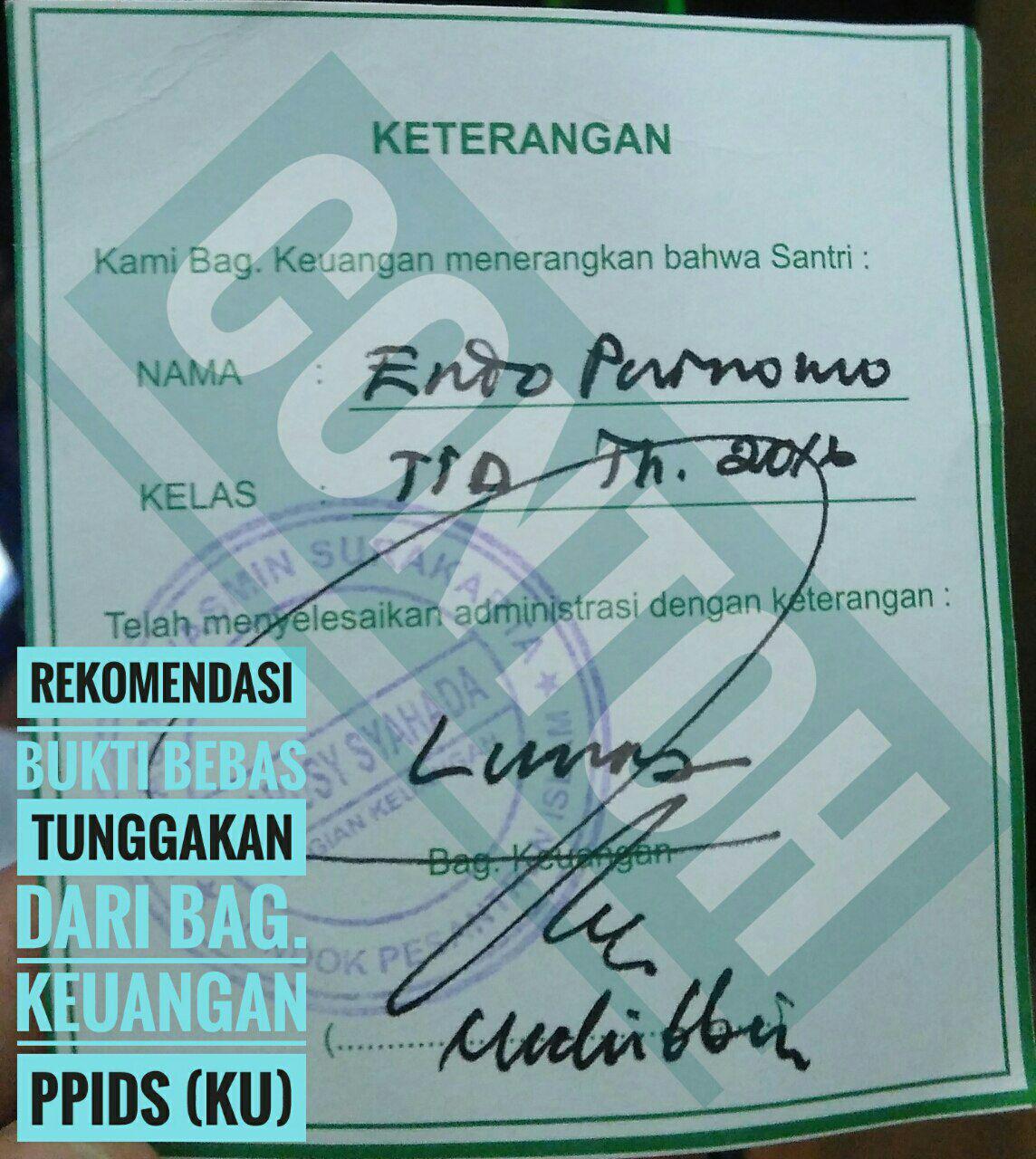 Contoh Bukti Lunas